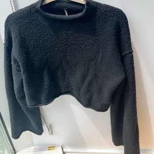 Free People Black Cropped Sweater Size Small